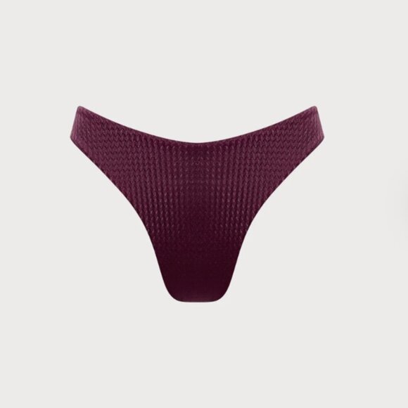 Berlook Burgundy Solid Textured Bikini Bottom ONLY 60 - Picture 7 of 9